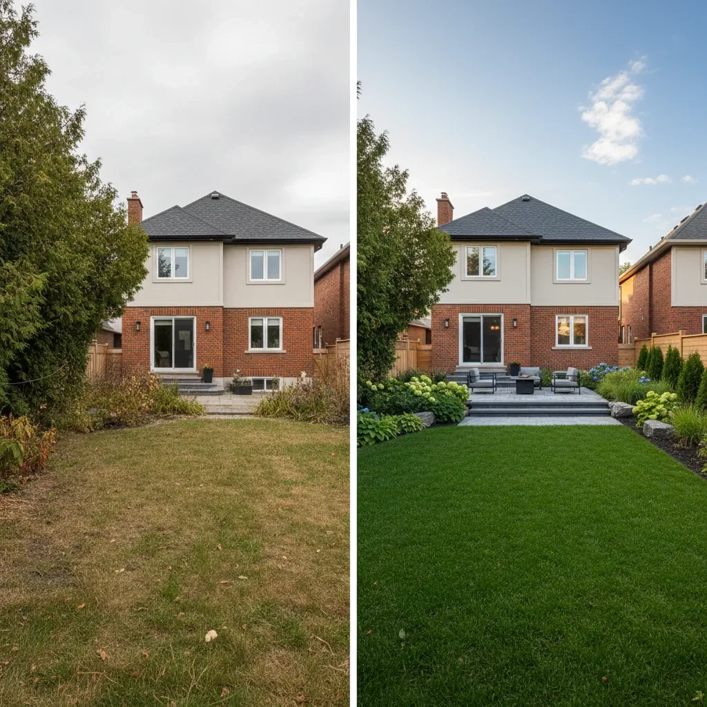 Landscape architect transformation - before and after by Urban Landscaping Laval in Laval
